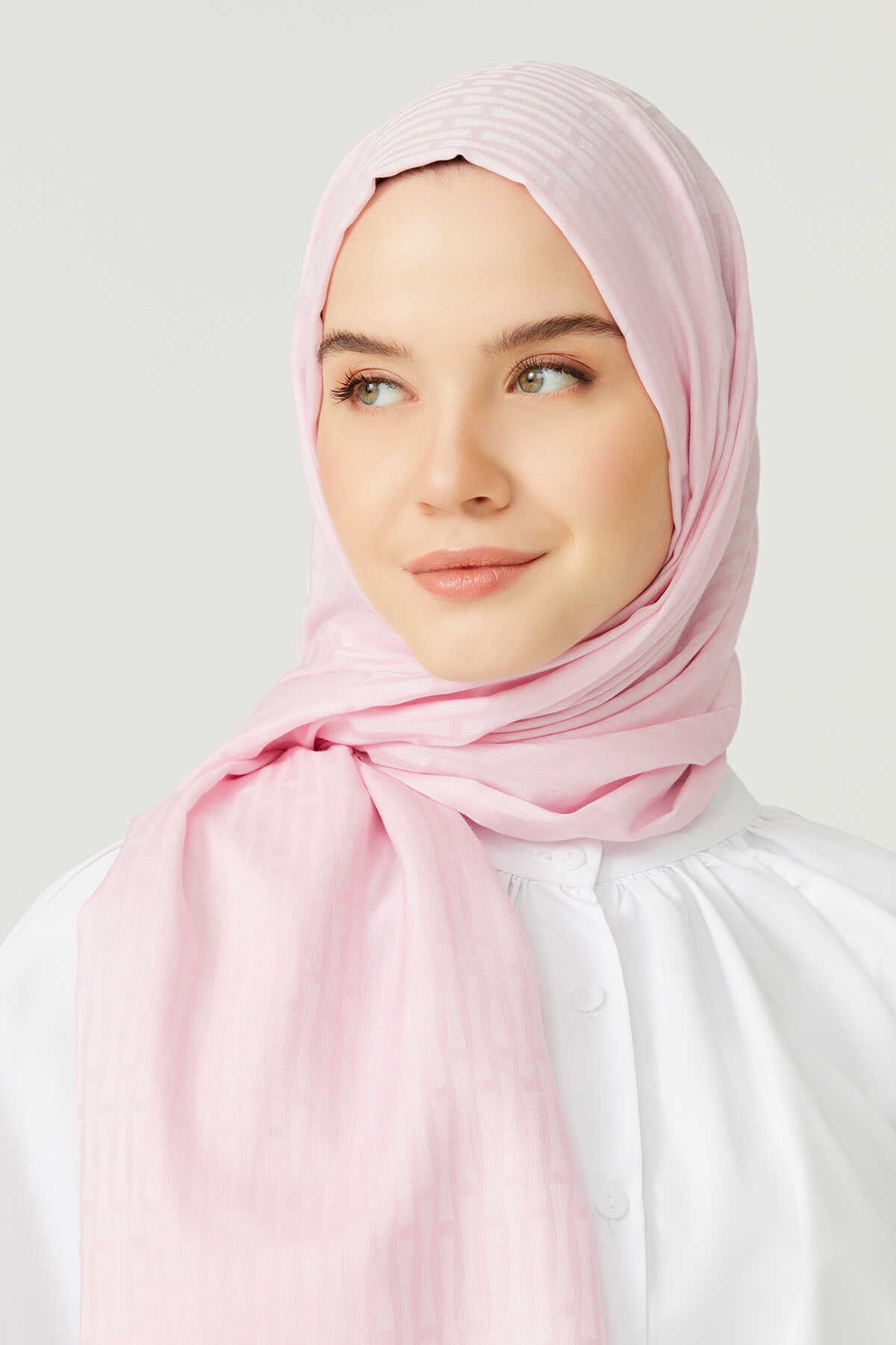 Iman I Pembe Koton İpek Şal 80x200