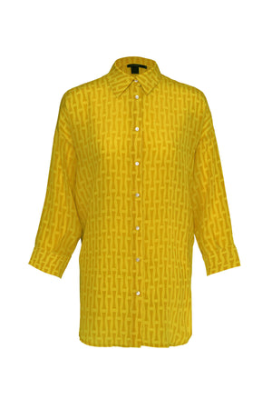 İman I Sarı İpek Gömlek Pijama