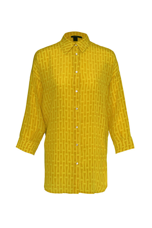 İman I Sarı İpek Gömlek Pijama
