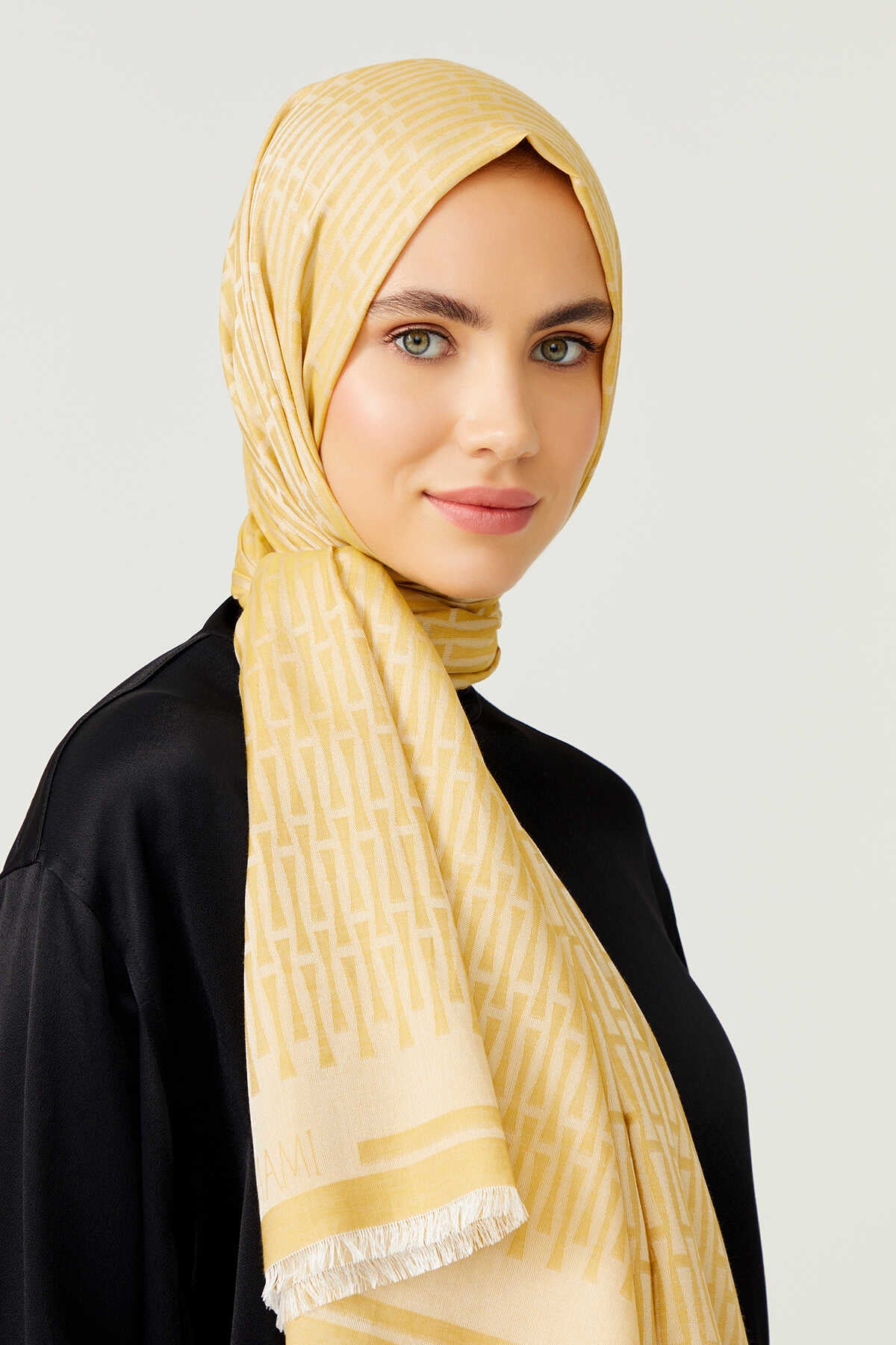 Iman I Sarı Pamuk İpek Şal 80x200