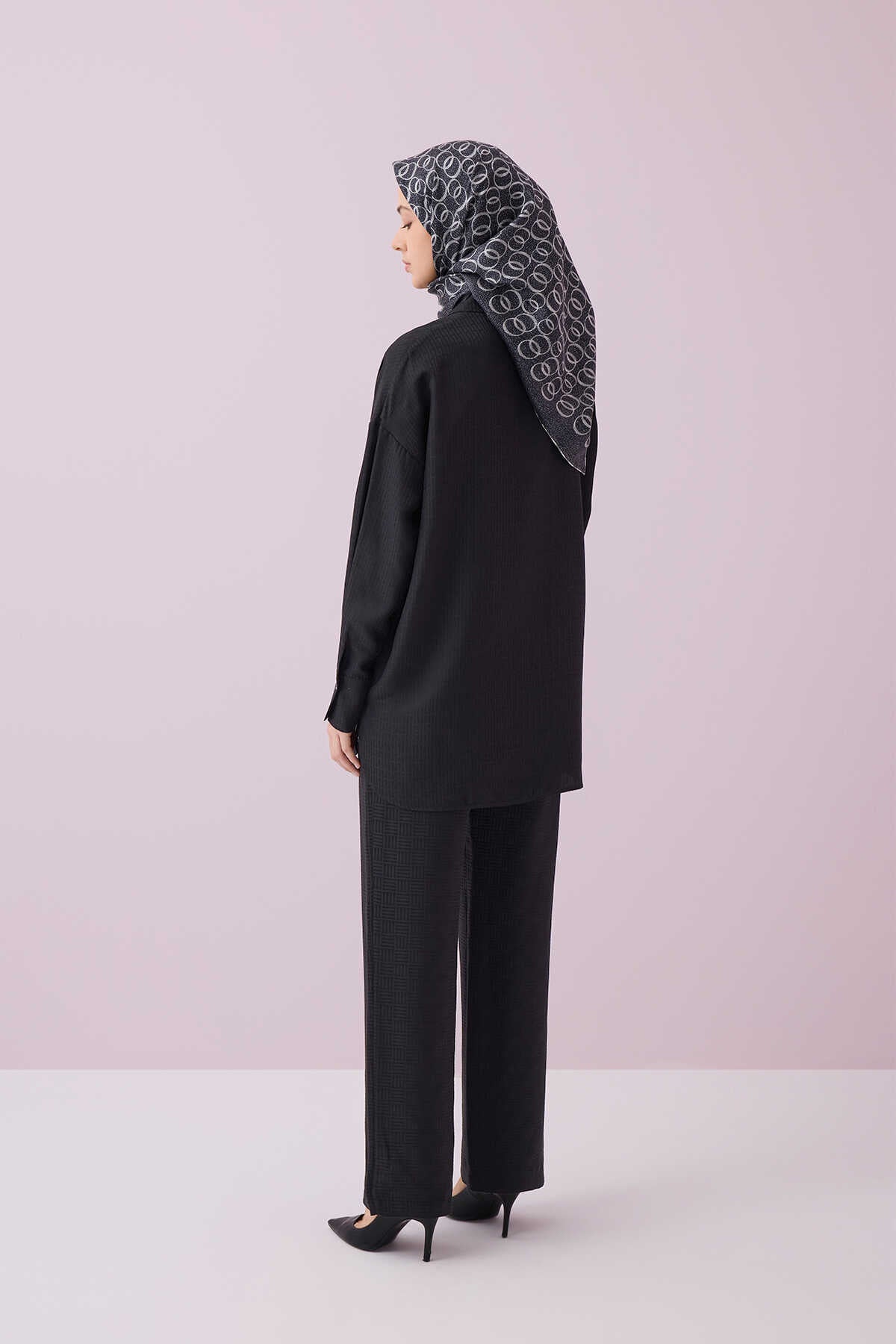 Iman I Siyah İpek Pijama Gömlek