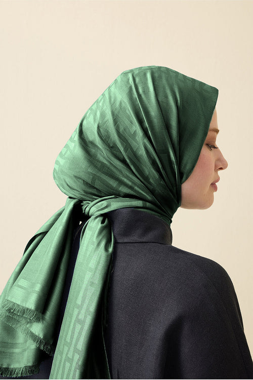 Iman I Yeşil İpek Şal 70x200