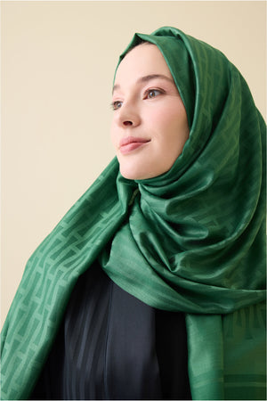 Iman I Zümrüt Yeşili İpek Şal 70x200
