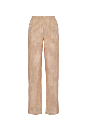 İman Kare Bej İpek Pantolon Pijama
