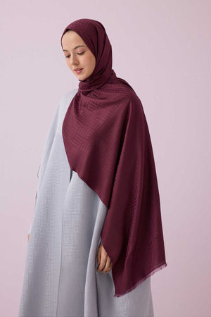 İman Kare Bordo İpek Şal 70x200
