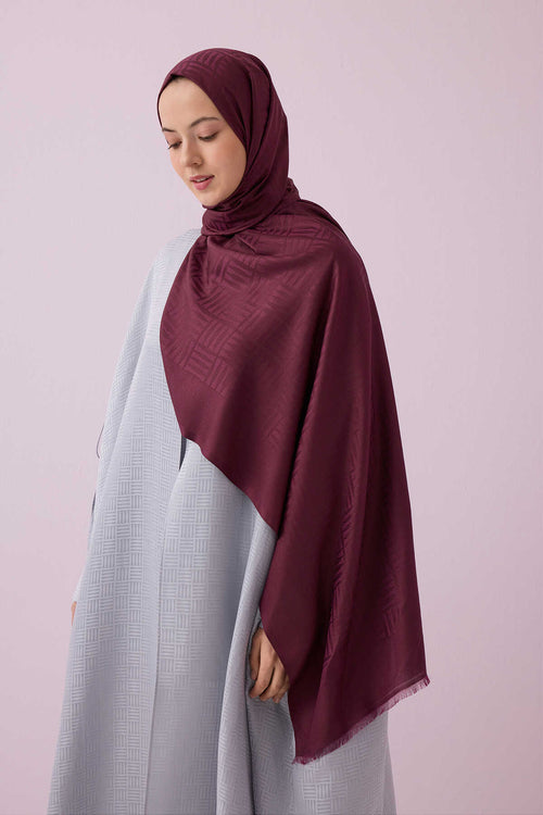 İman Kare Bordo İpek Şal 70x200