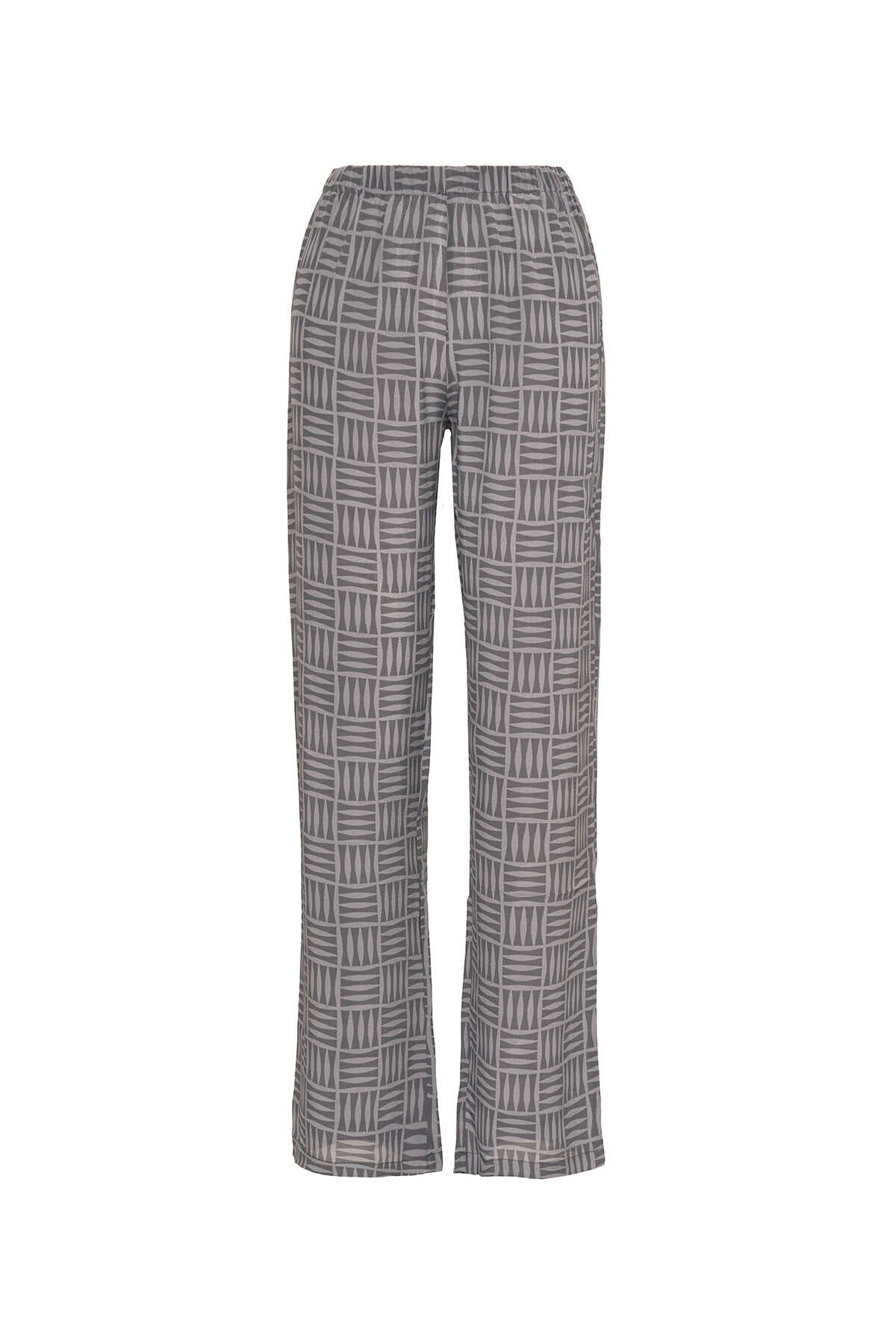 İman Kare Gri İpek Pantolon Pijama