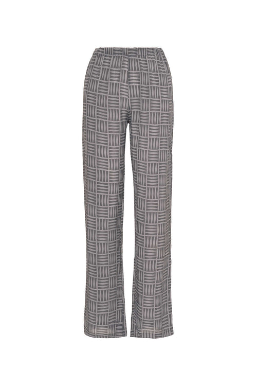 İman Kare Gri İpek Pantolon Pijama