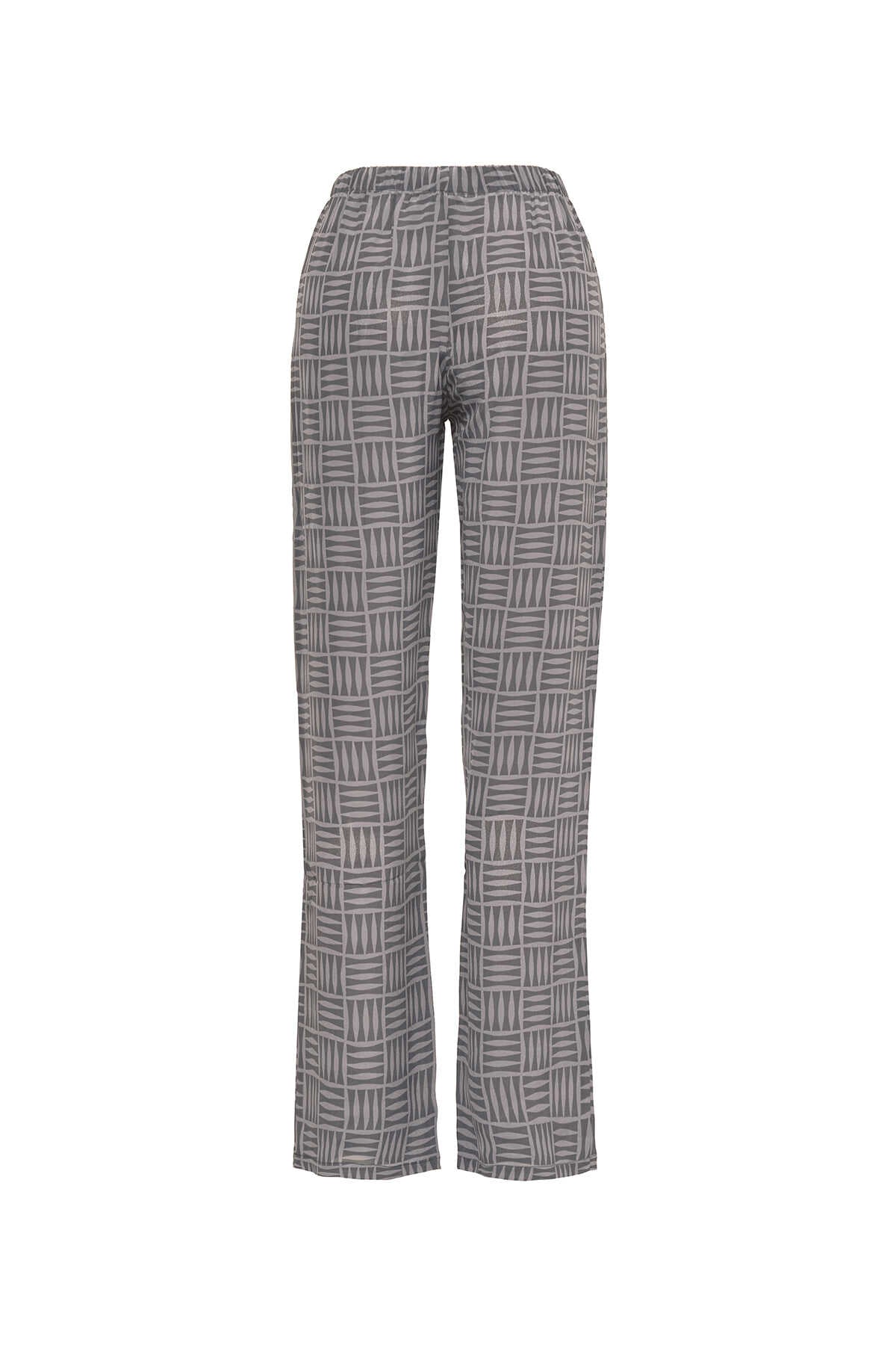 İman Kare Gri İpek Pantolon Pijama