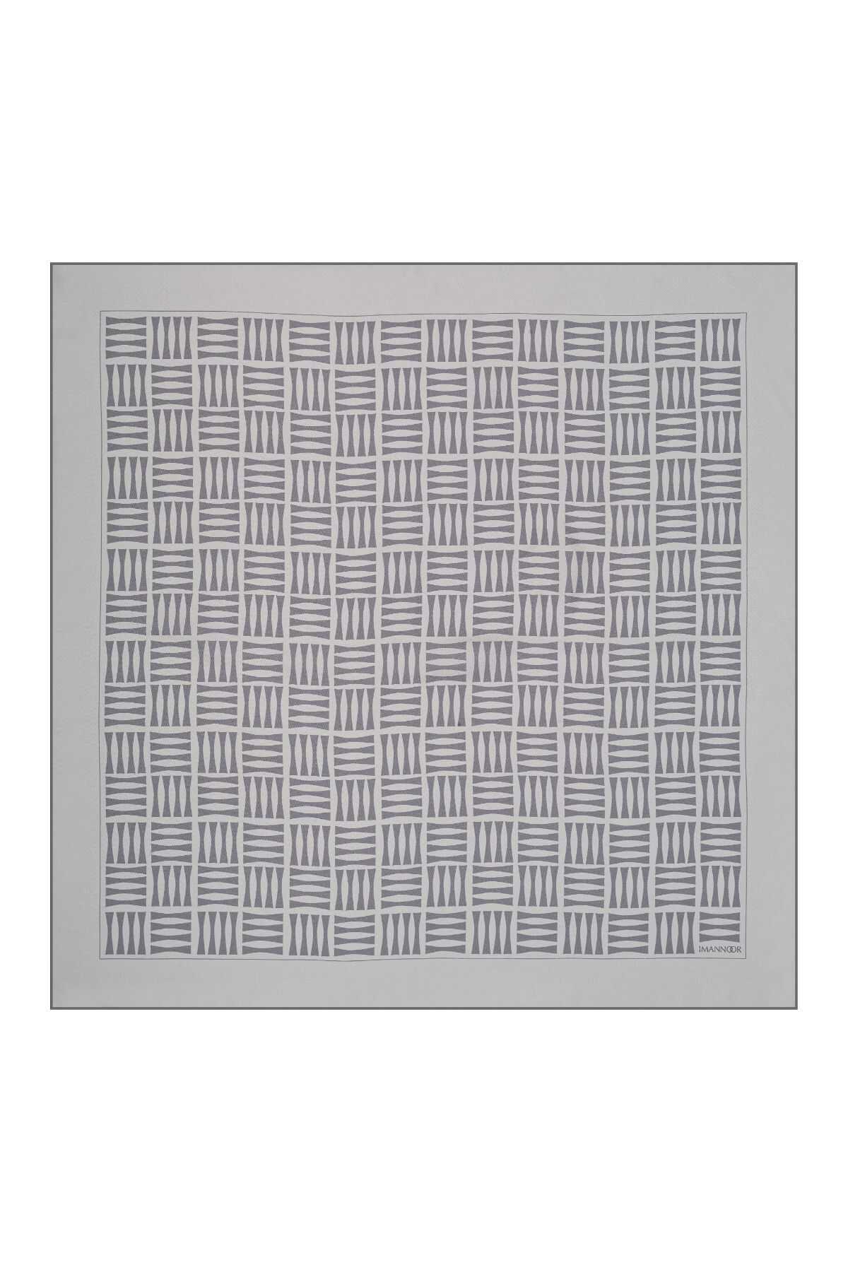 Iman Kare Gri Tivil İpek Eşarp 90x90