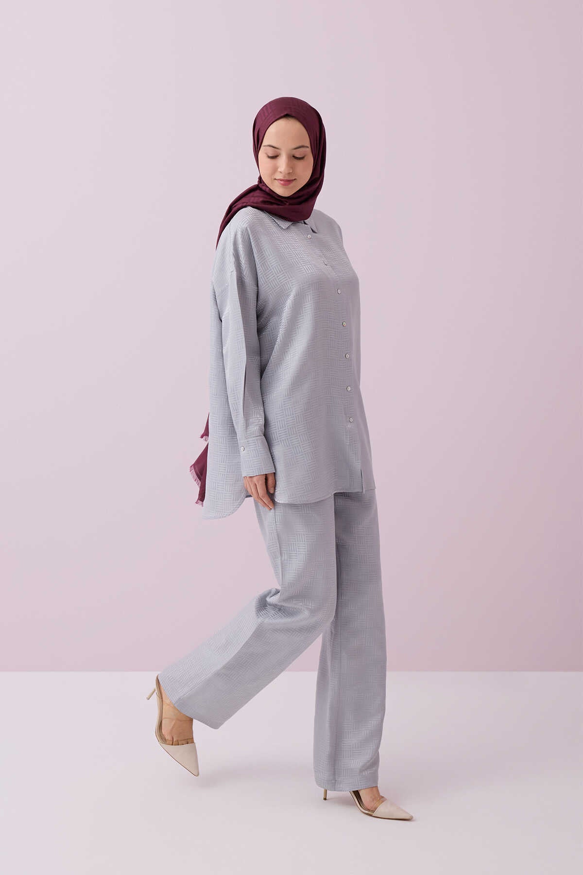 İman Kare Gümüş İpek Pijama Pantolon