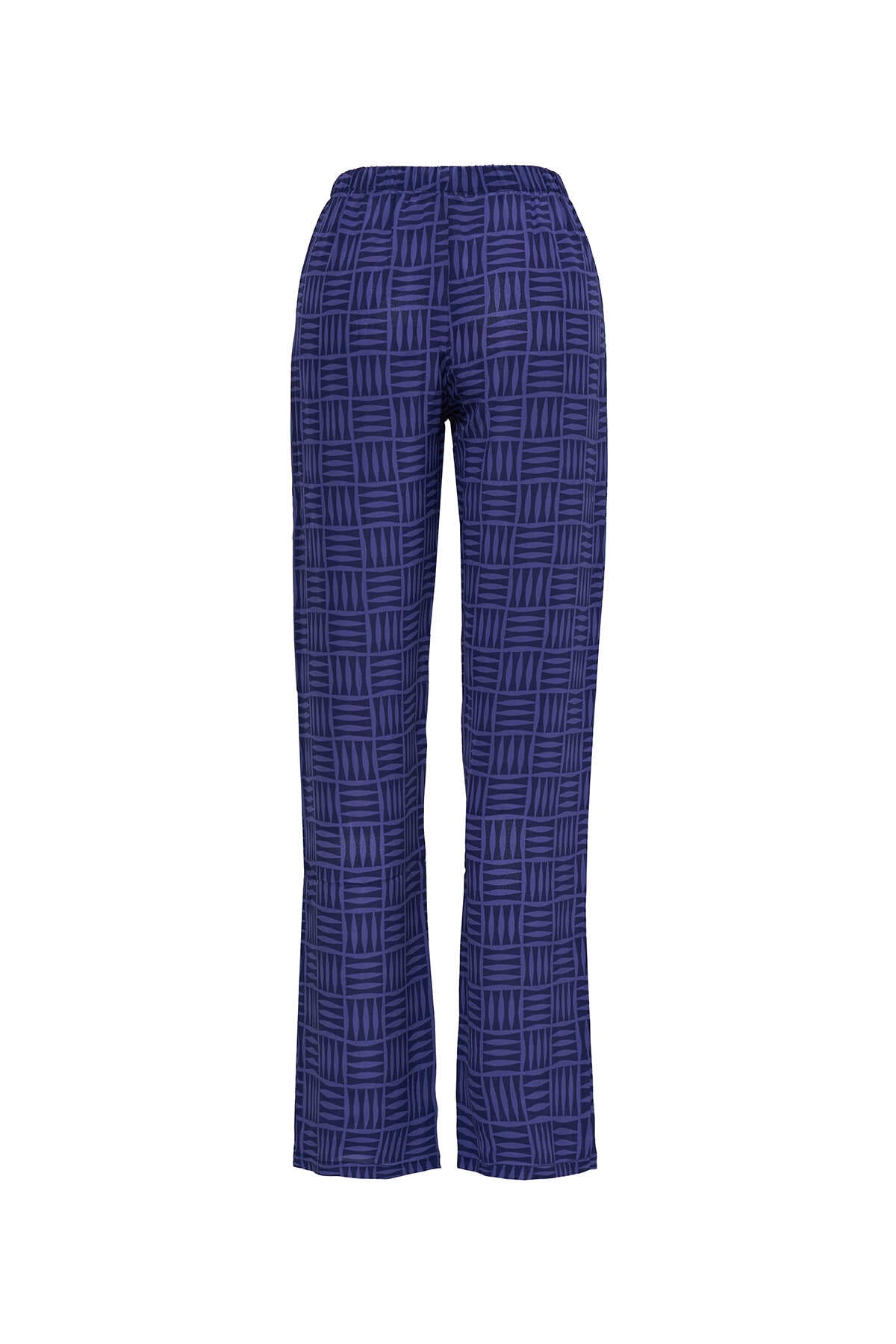 İman Kare İndigo İpek Pantolon Pijama
