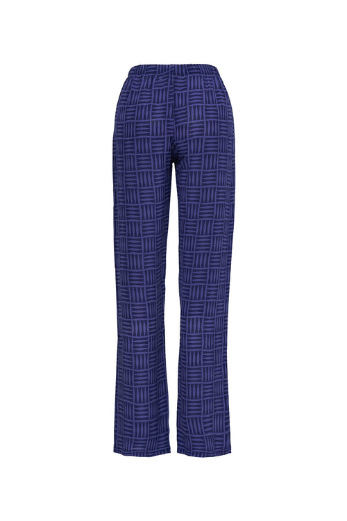 İman Kare İndigo İpek Pantolon Pijama