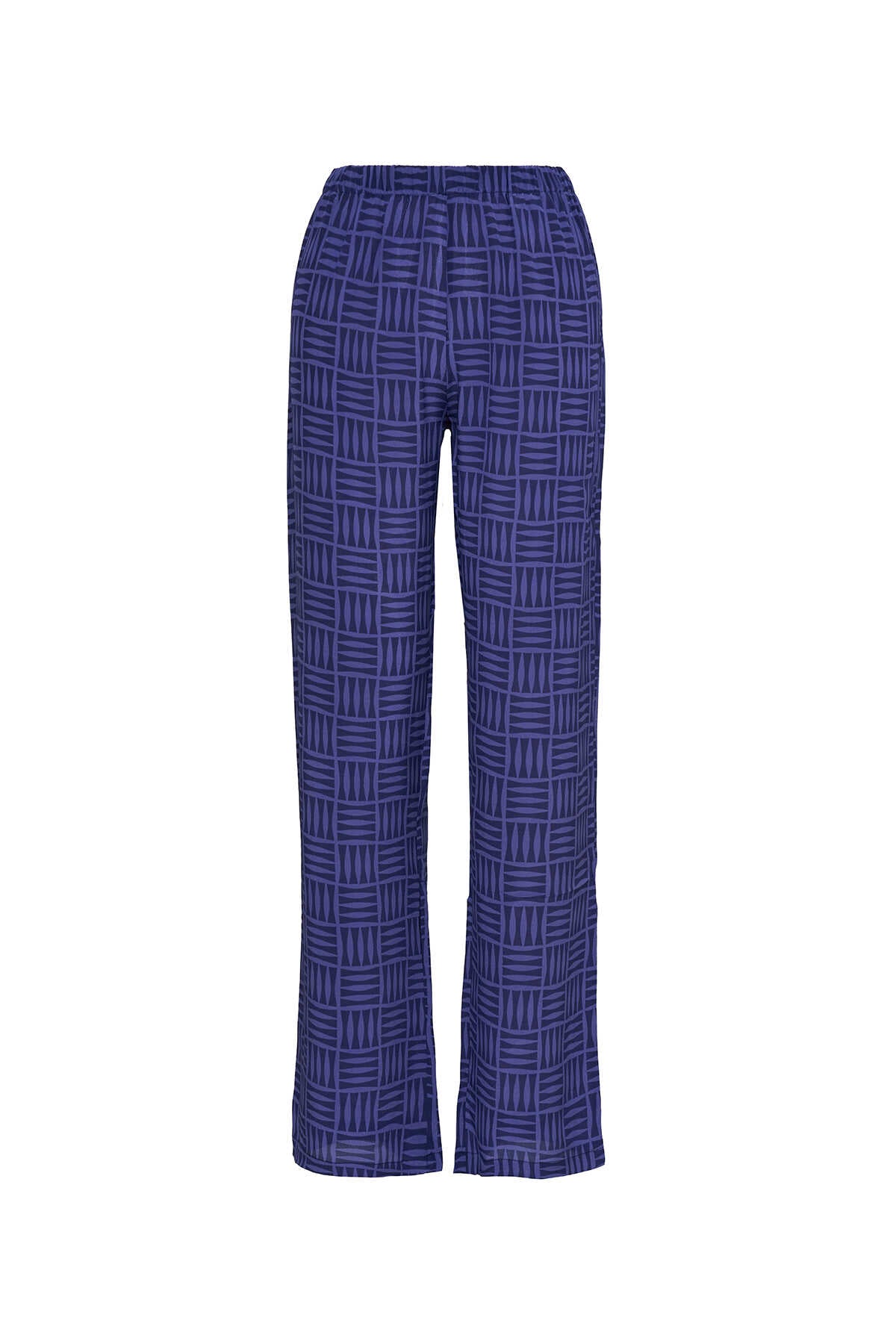 İman Kare İndigo İpek Pantolon Pijama