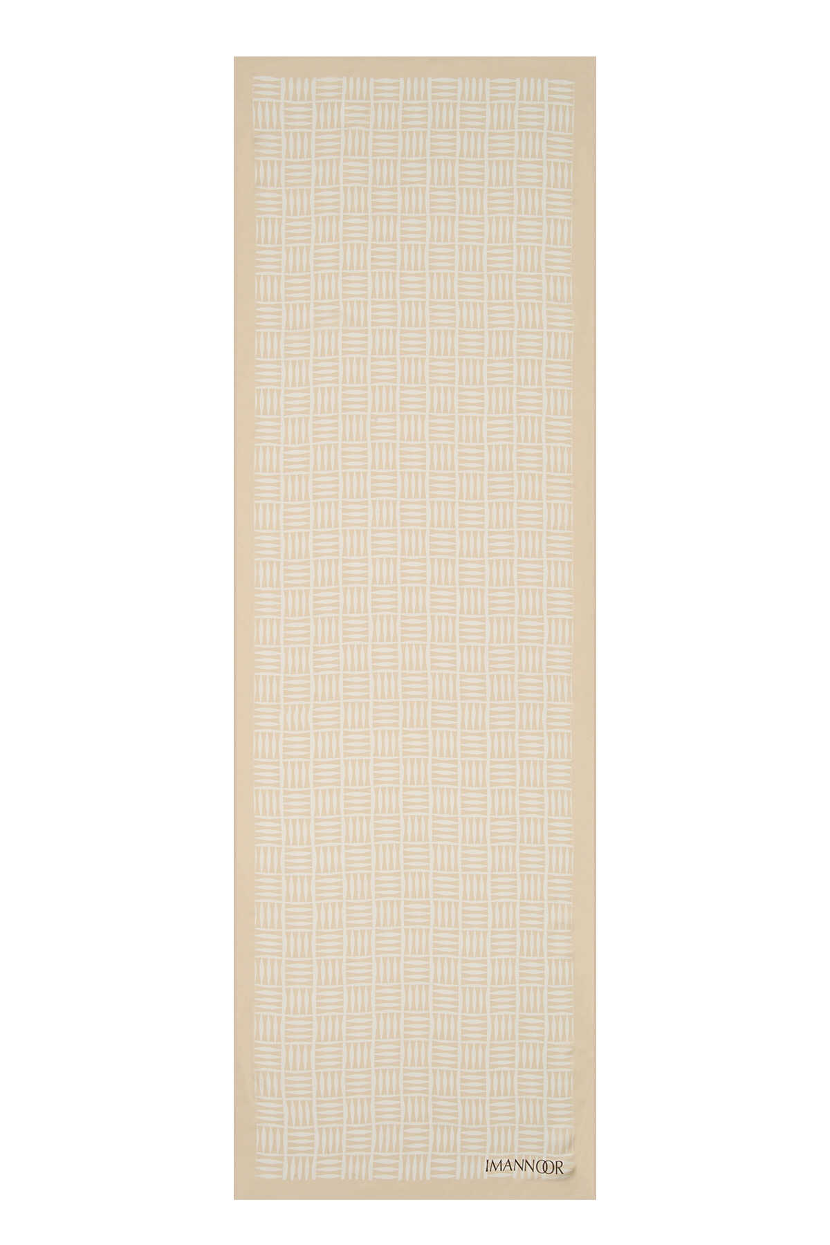 Iman Kare Krem Tivil İpek Şal 70x210