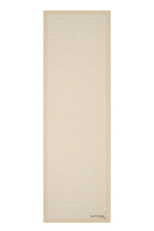 Iman Kare Krem Tivil İpek Şal 70x210