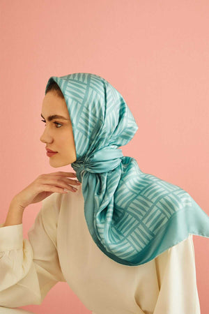 Iman Kare Mint Tivil İpek Eşarp 90x90