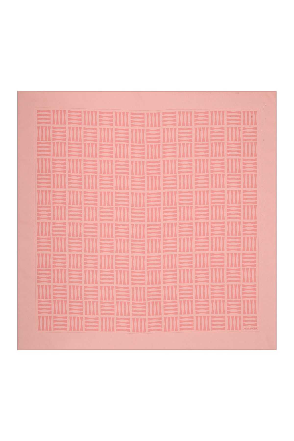 Iman Kare Pembe Tivil İpek Eşarp 90x90