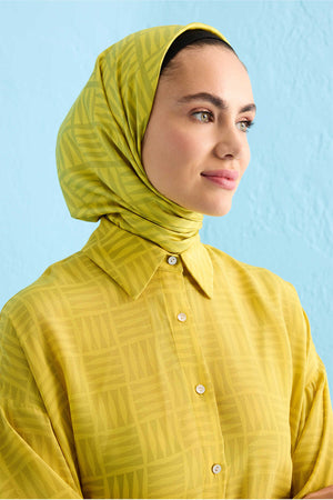İman Kare Sarı İpek Gömlek Pijama