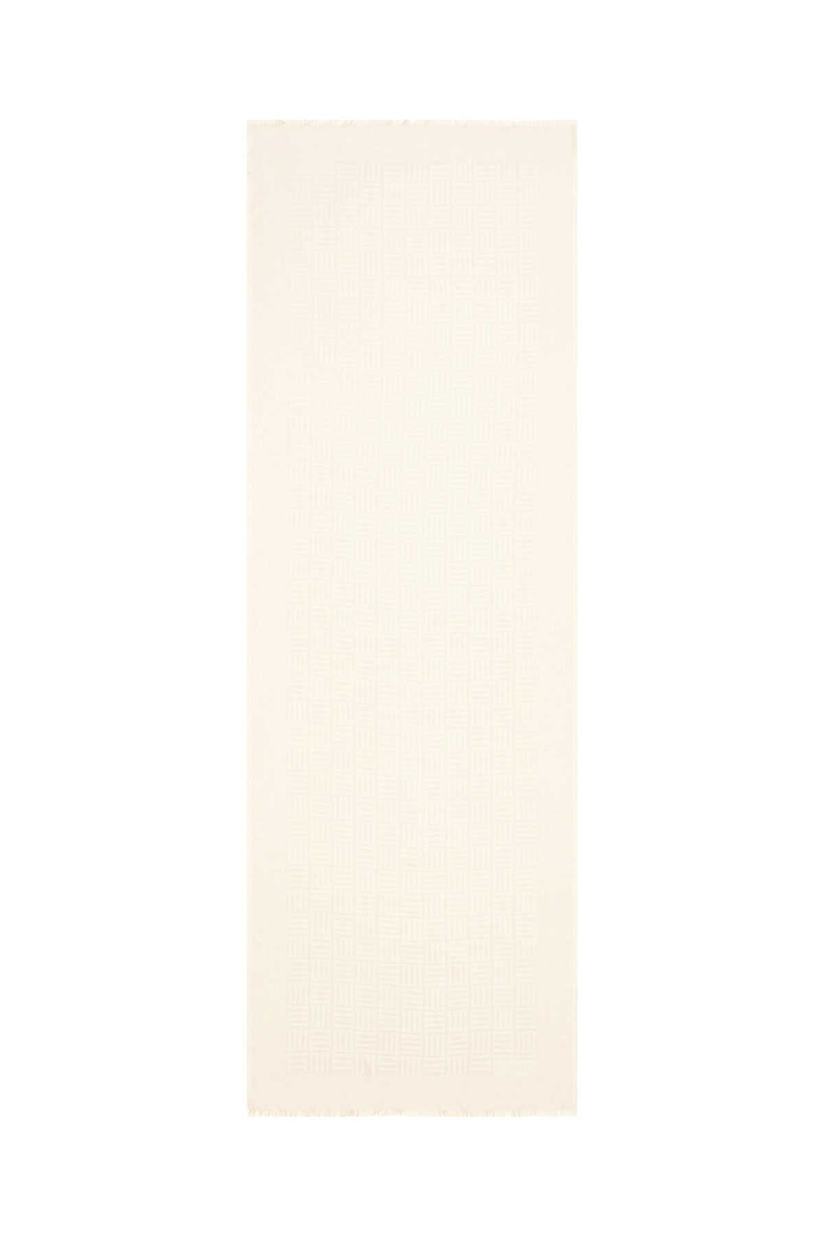 Iman Kare Beyaz İpek Şal 70x210