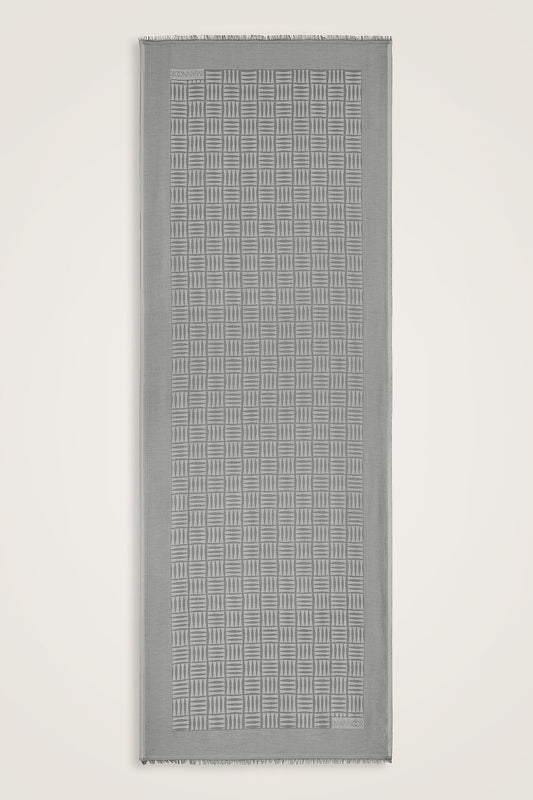 Iman Kare Gri İpek Şal 70x210