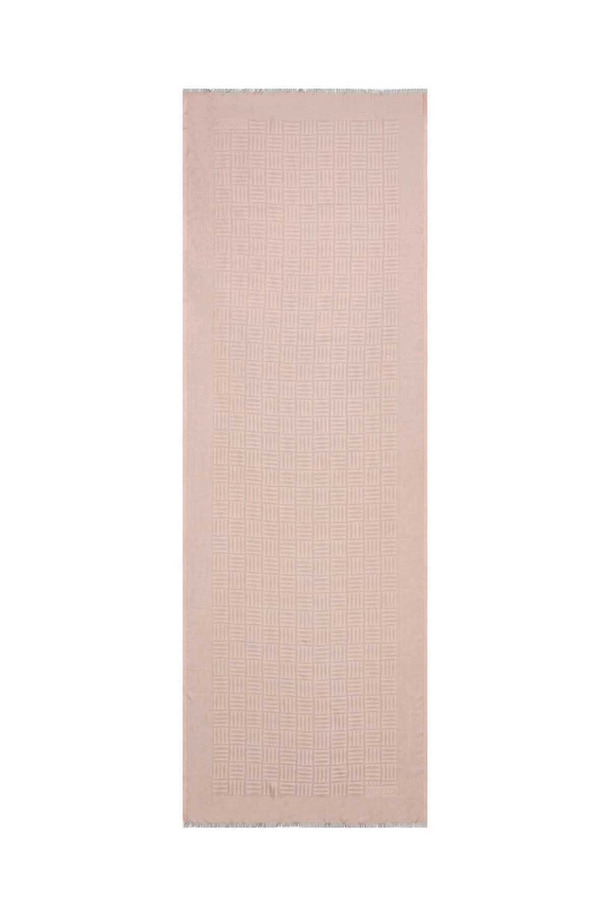 Iman Kare Pembe İpek Şal 70x210