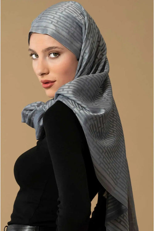 Iman i Antrasit Pamuk İpek Şal 80x210