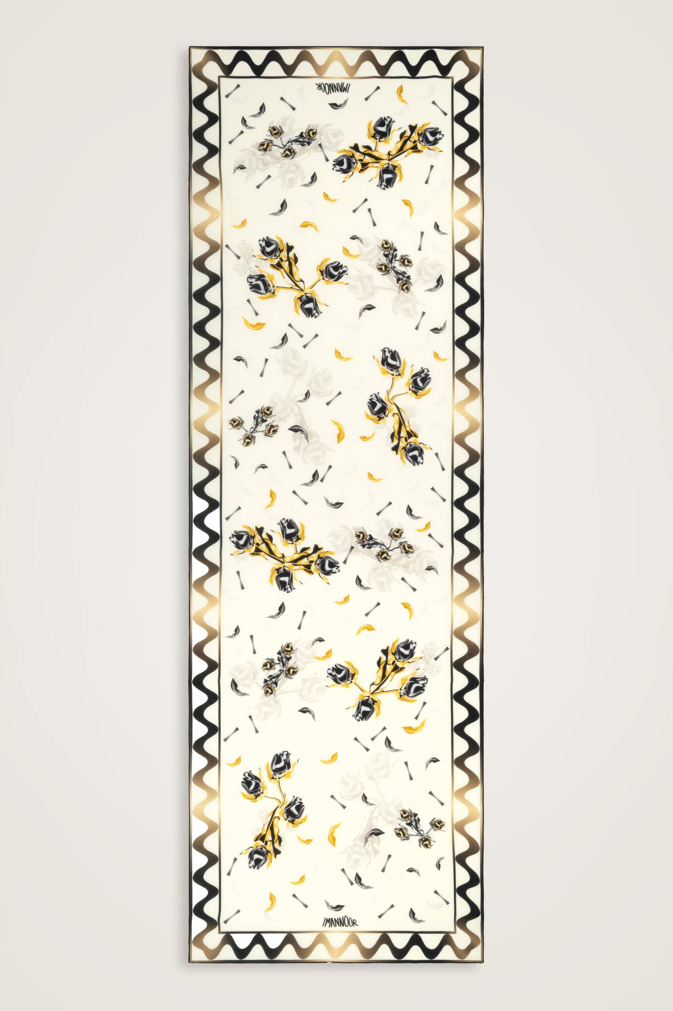 İman'ın Gülü Krem Krep İpek Kimono Şalı 70x210