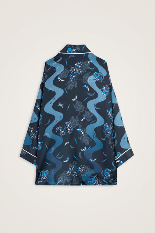 TEST - İman'ın Gülü Lacivert Tivil İpek Kimono