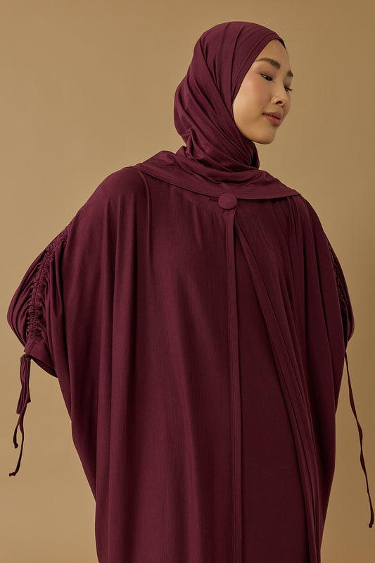 Aşka Yolculuk Bordo Penye Abaya