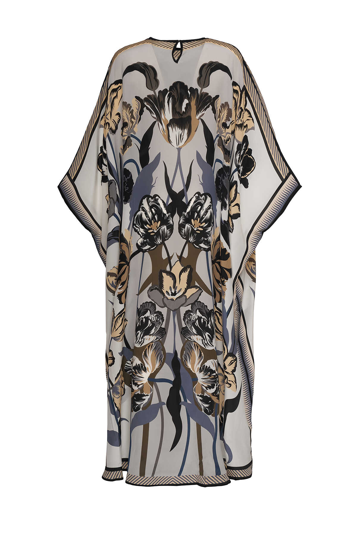 Gece Bahçesi Gri İpek Kaftan