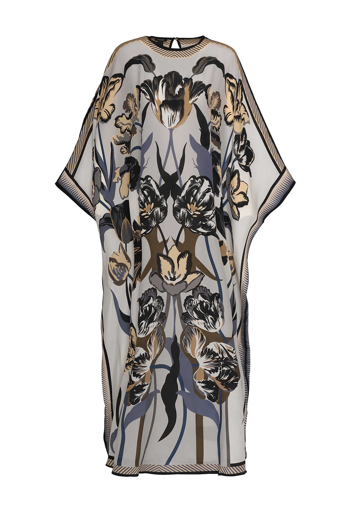 Gece Bahçesi Gri İpek Kaftan