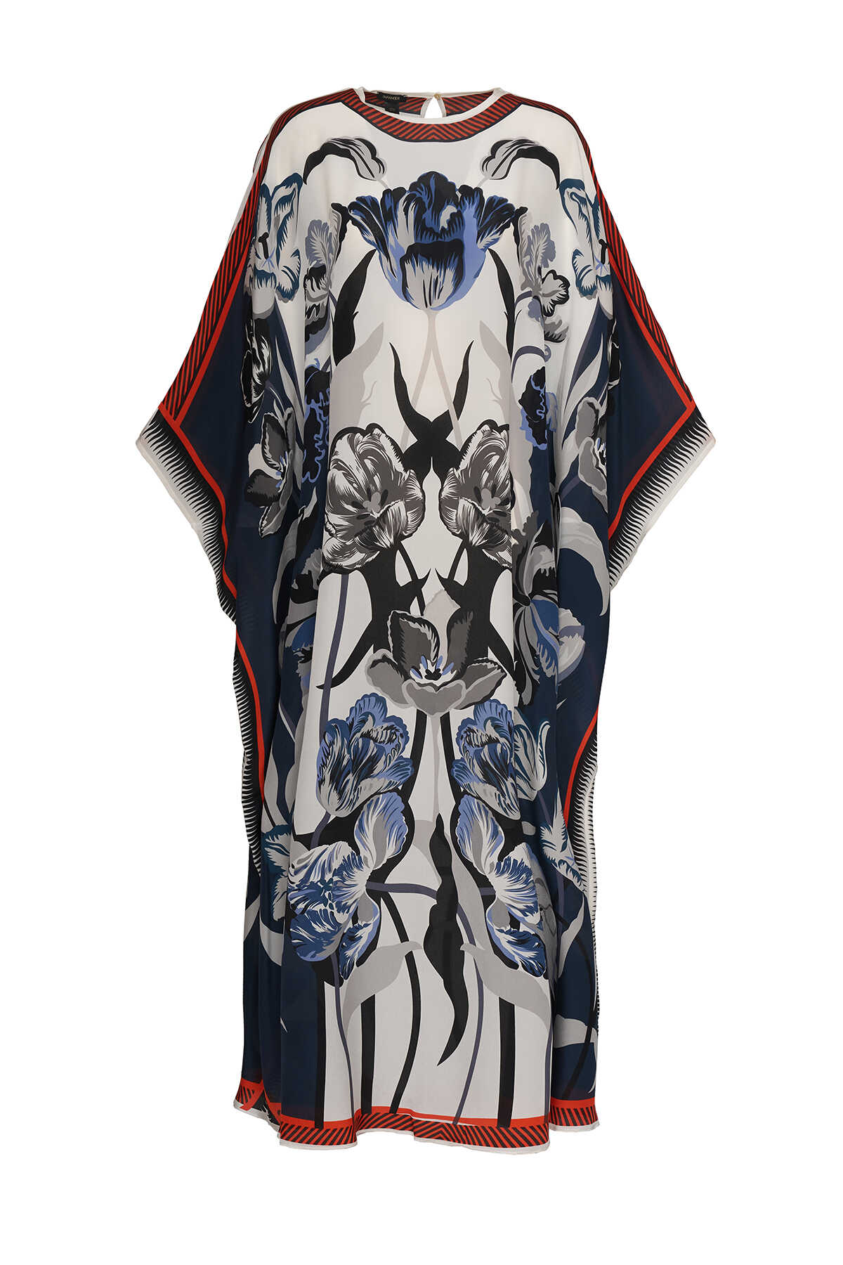 Gece Bahçesi İndigo İpek Kaftan