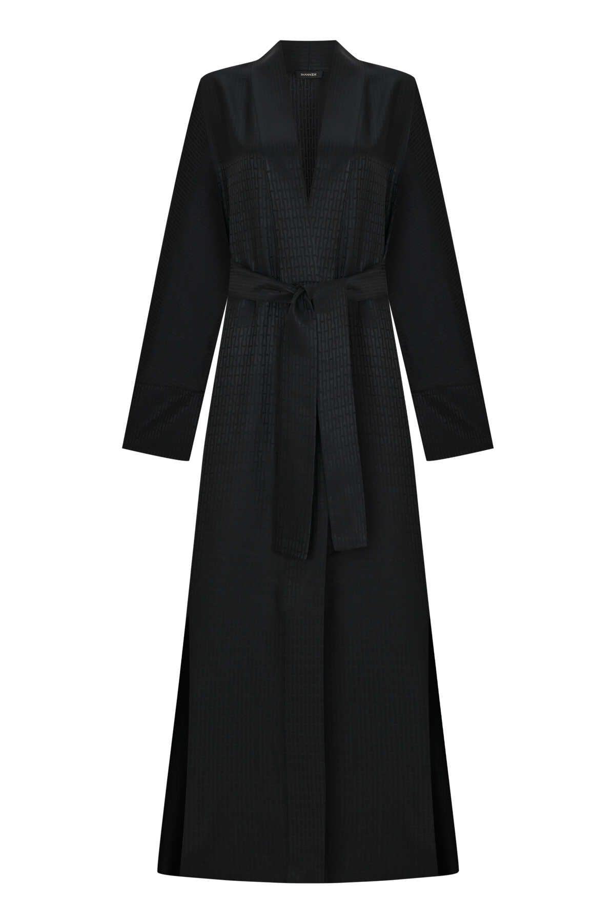 İman I Desen Siyah İpek Kimono