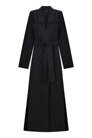 İman I Desen Siyah İpek Kimono