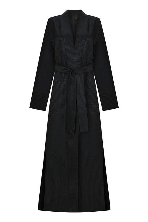 İman I Desen Siyah İpek Kimono