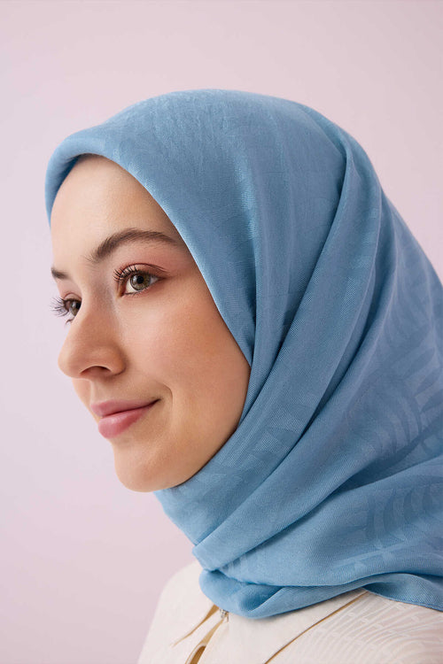 İman Kare V İndigo Naia Pamuk Eşarp 90x90