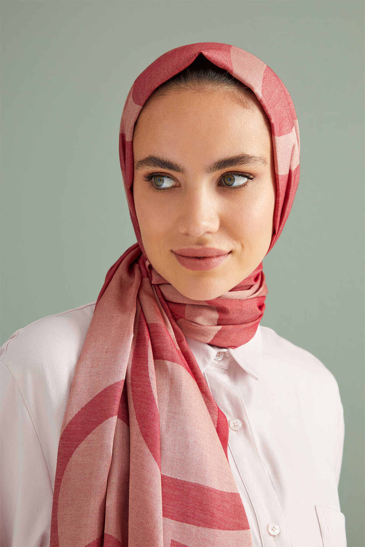 Imannoor Kırmızı Pamuk İpek Şal 80x210