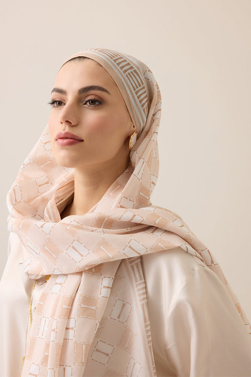 TEST - Marka İ Bej Pamuk Floş Şal 70x210