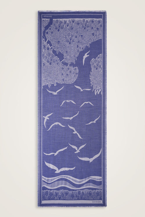 İmannoor Mavi Jakarlı Şal 77x200