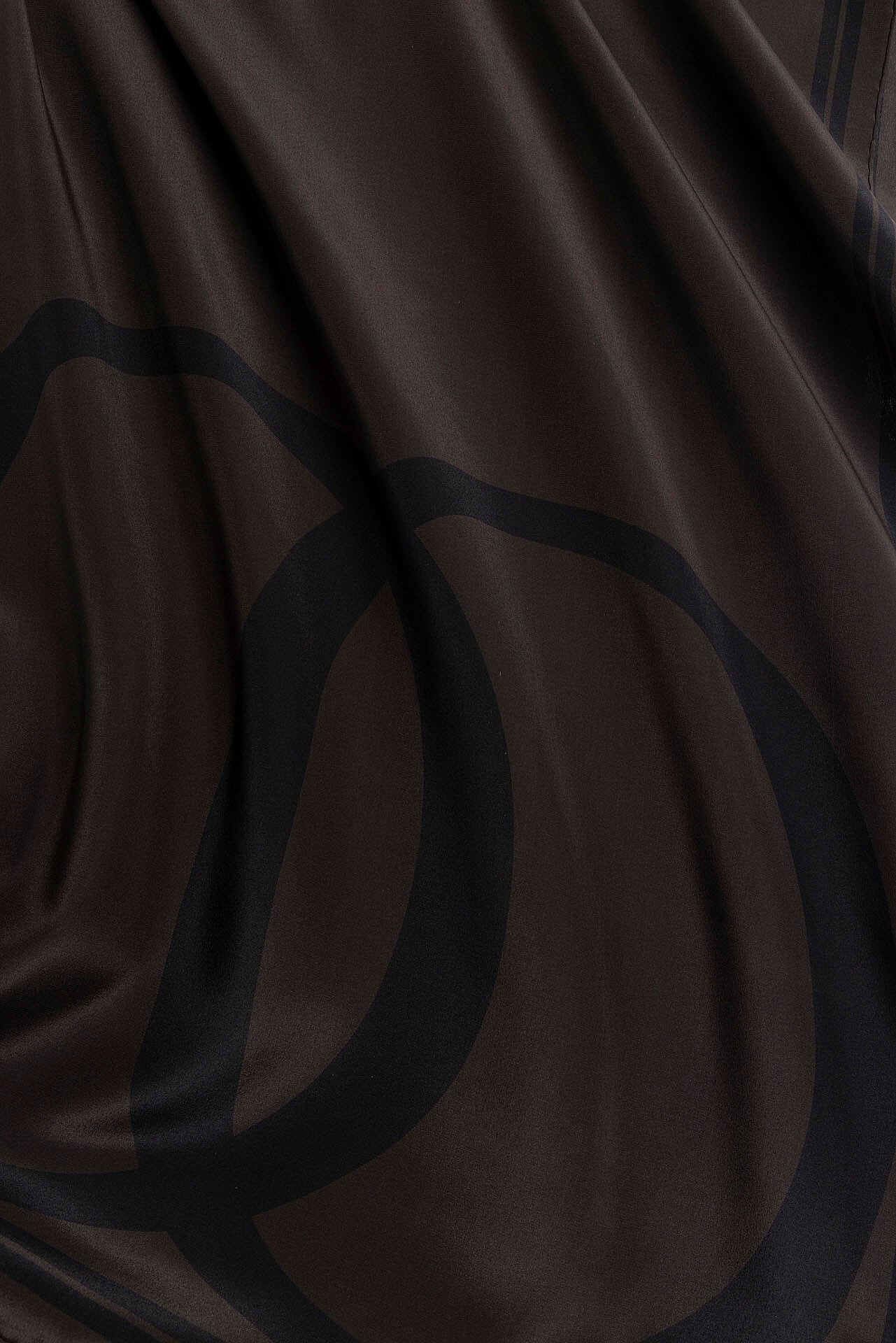 Noor Logo Kahverengi Krep İpek Şal 70x210