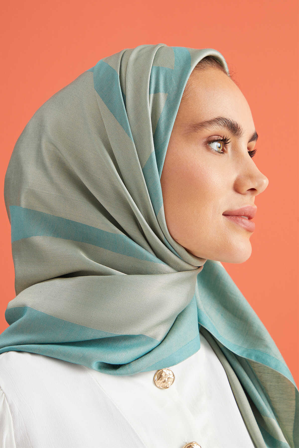 Imannoor Turkuaz Pamuk İpek Şal 80x210