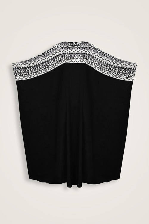 İmannoor x Rawdah Ahtapot Siyah-Beyaz Krep İpek Kaftan