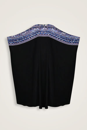 İmannoor x Rawdah Ahtapot Siyah-Saks Krep İpek Kaftan