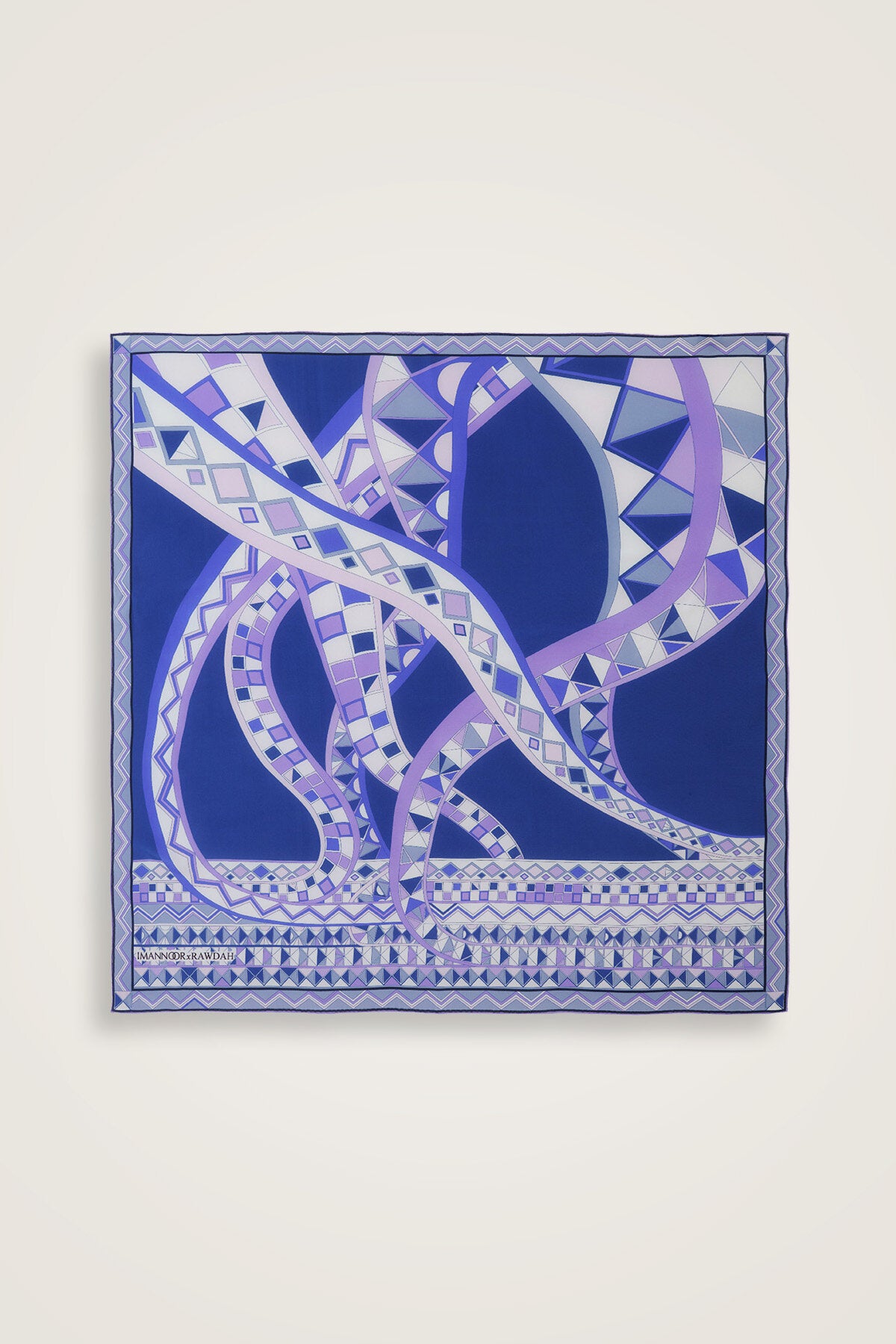 İmannoor x Rawdah Ahtapot Saks İpek Büyük Eşarp 110x110