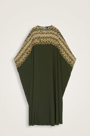 İmannoor x Rawdah Ahtapot Yeşil Krep İpek Kaftan