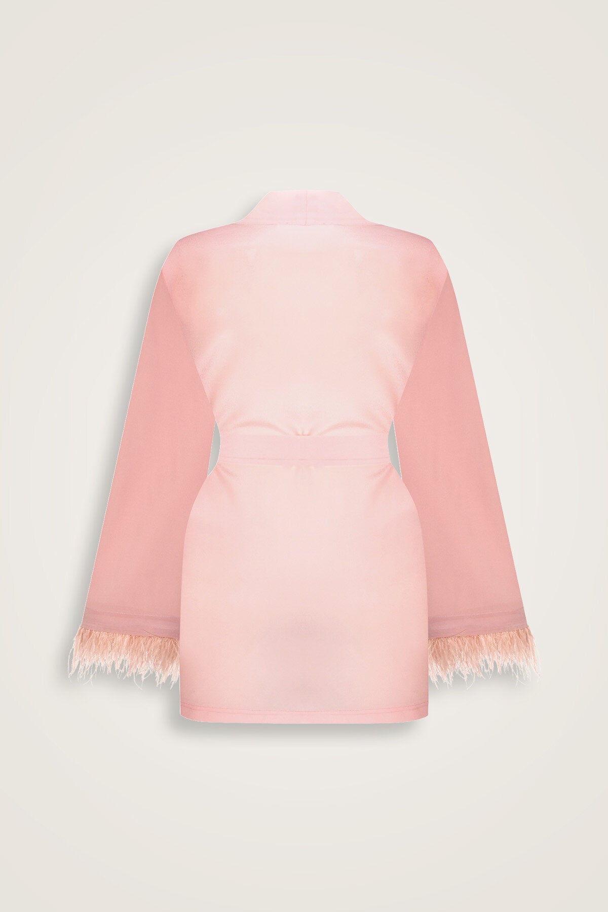 İmannoor x Rawdah Degrade Otrişli Pembe İpek Kısa Kimono