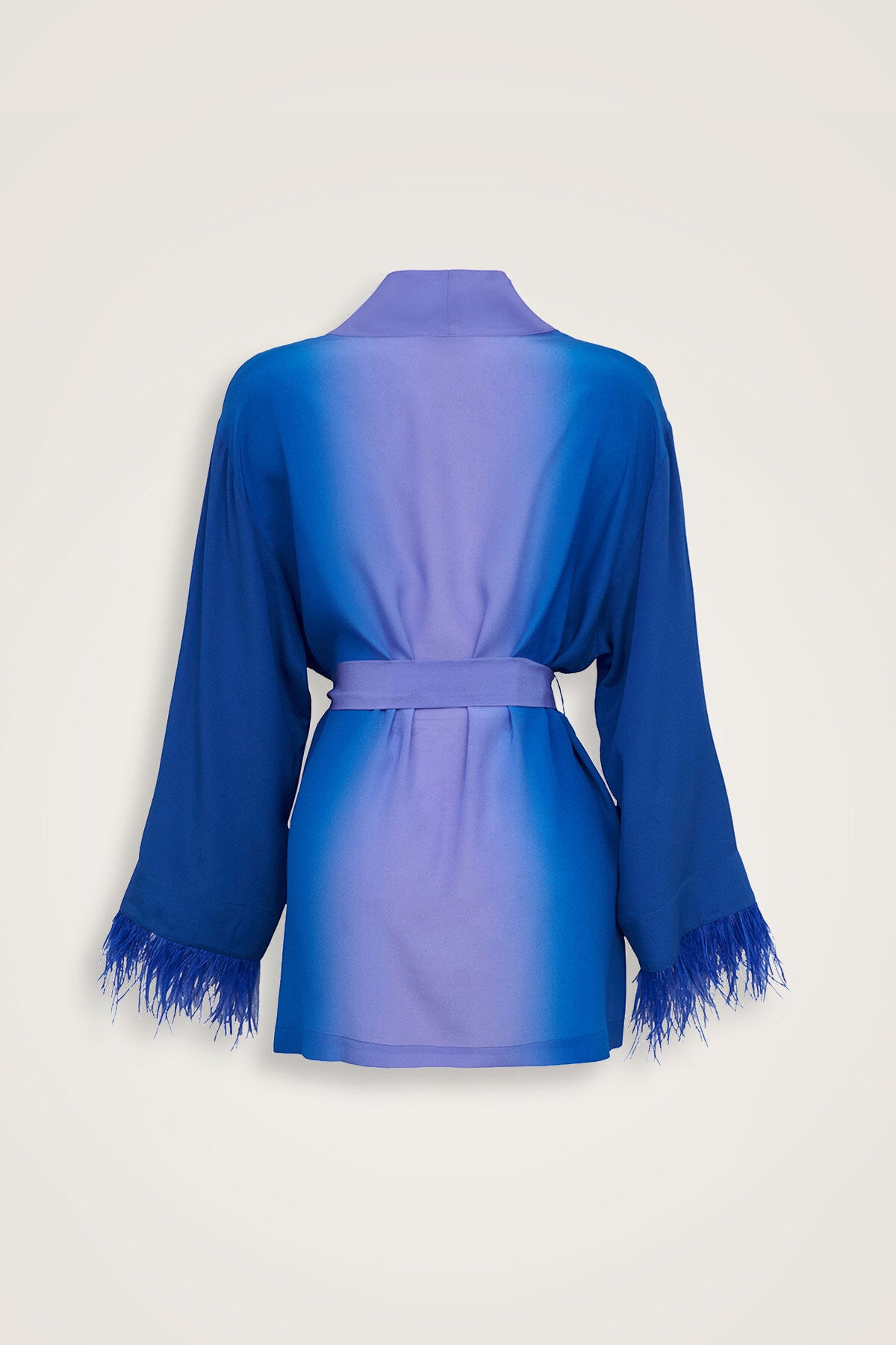 İmannoor x Rawdah Degrade Otrişli Saks İpek Kısa Kimono