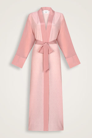 İmannoor x Rawdah Monogram Degrade Pembe İpek Kimono