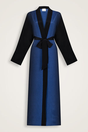İmannoor x Rawdah Monogram Degrade Siyah-Saks İpek Kimono